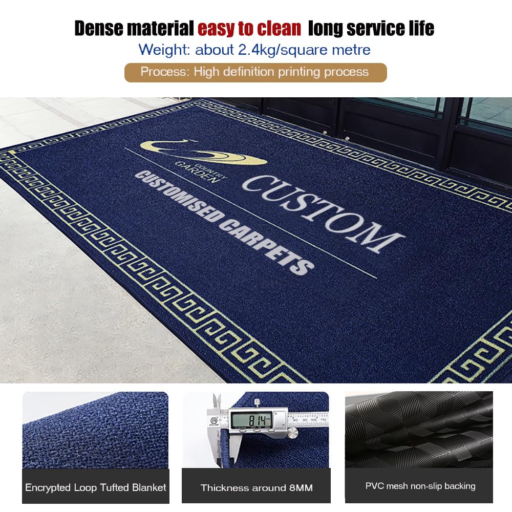 Zerbino Personalizzato con Logo Nome Ingresso Esterno Interno Zerbini Personalizzati Tappeto Antiscivolo Tappetino Commerciali per Azienda Famiglia,60x90cm