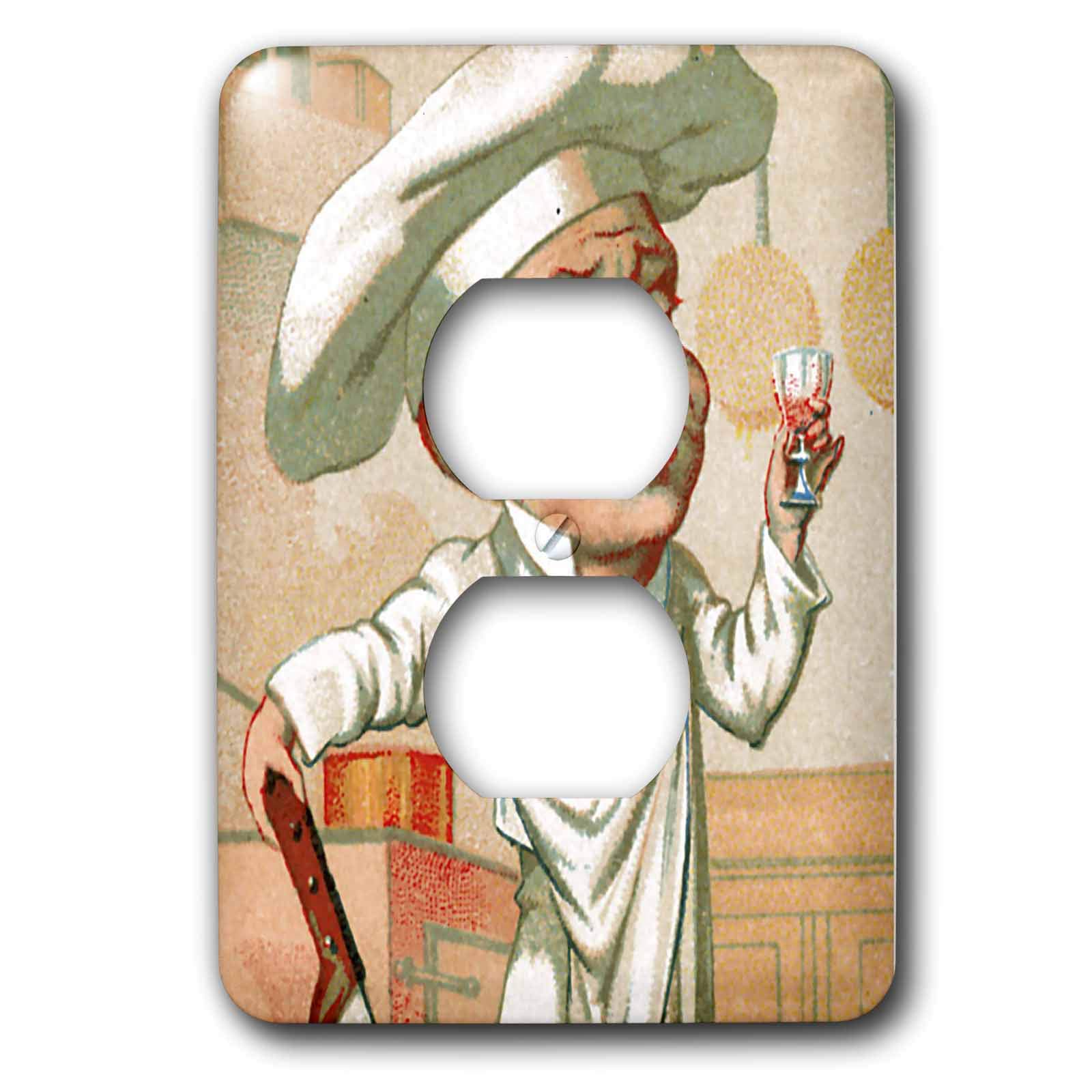 Plaque double prise de courant motif Chef 3dRose LSP_38428 d'exception