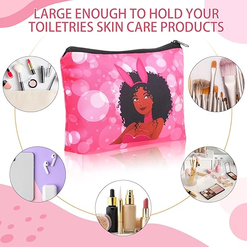 Miniatura 3 de Sweetude 30 bolsas de cosméticos negras para mujer, bolsa de maquillaje afroamericana, bolsa de aseo de lona reutilizable, bolsas con cremallera