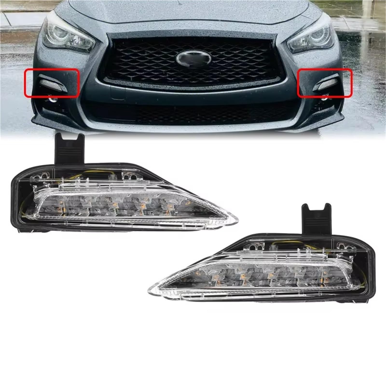 Compatible Con Infiniti Para Q50 Para Sport 2014 2015 2016 2017 2018 2019 Luz Antiniebla Delantera Luz De Marcha Diurna Luz Intermitente