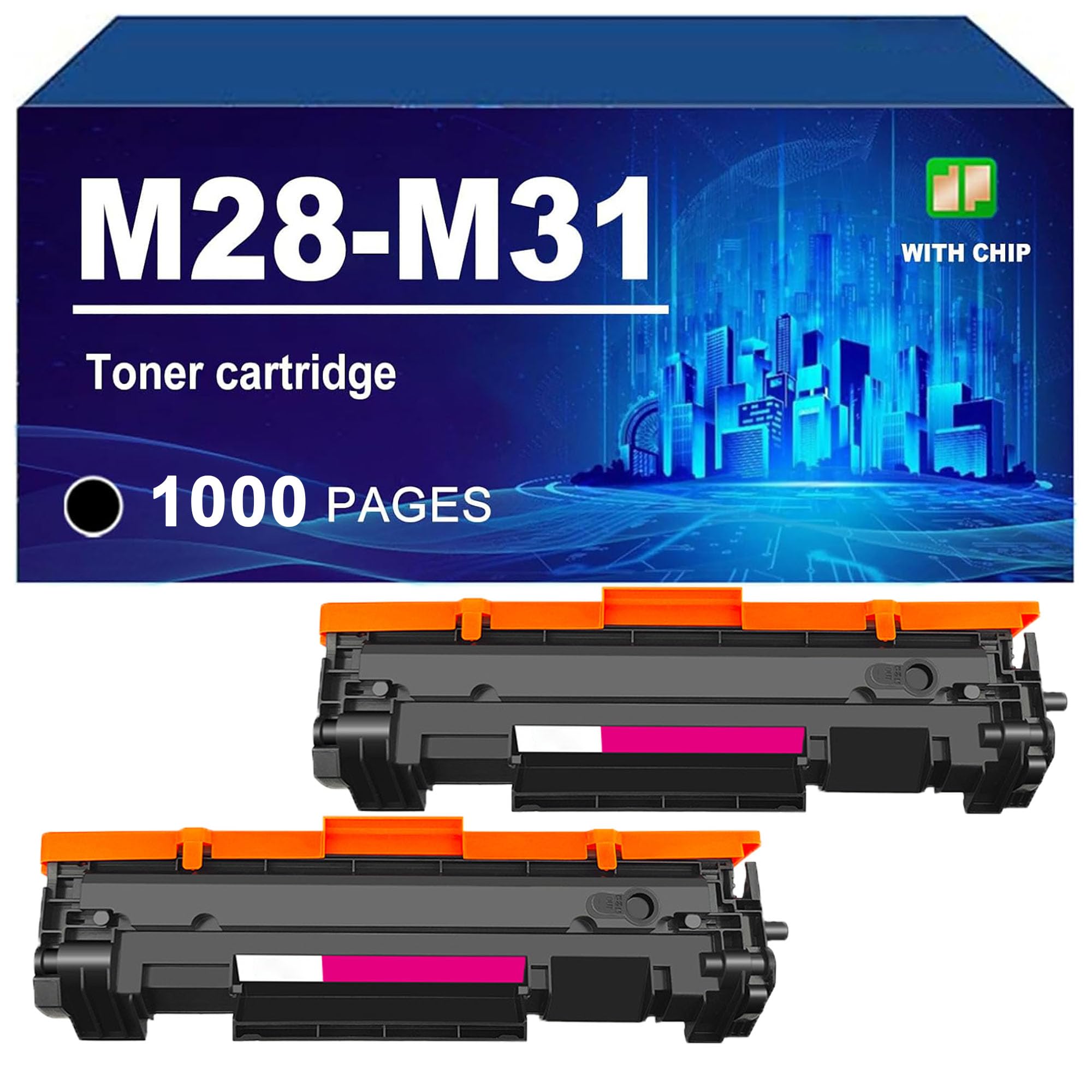 Compatibile con le cartucce toner M28-M31, funziona con le stampanti multifunzione per HP LaserJet Pro M15w/15a/MFP M28w/M28a/M31w, con chip, stampa ad alta definizione,Black-2pcs