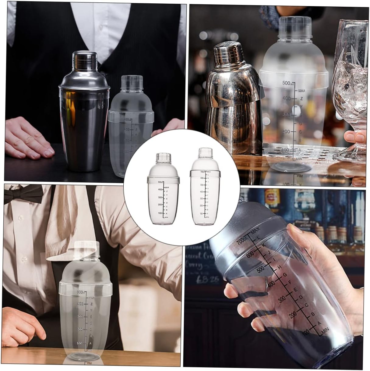 Transparent Shake Bottle with Graduated Scale Impact Resistant Shaker for Smooth Mixing of Drinks and Cocktails for Home and Professional Use