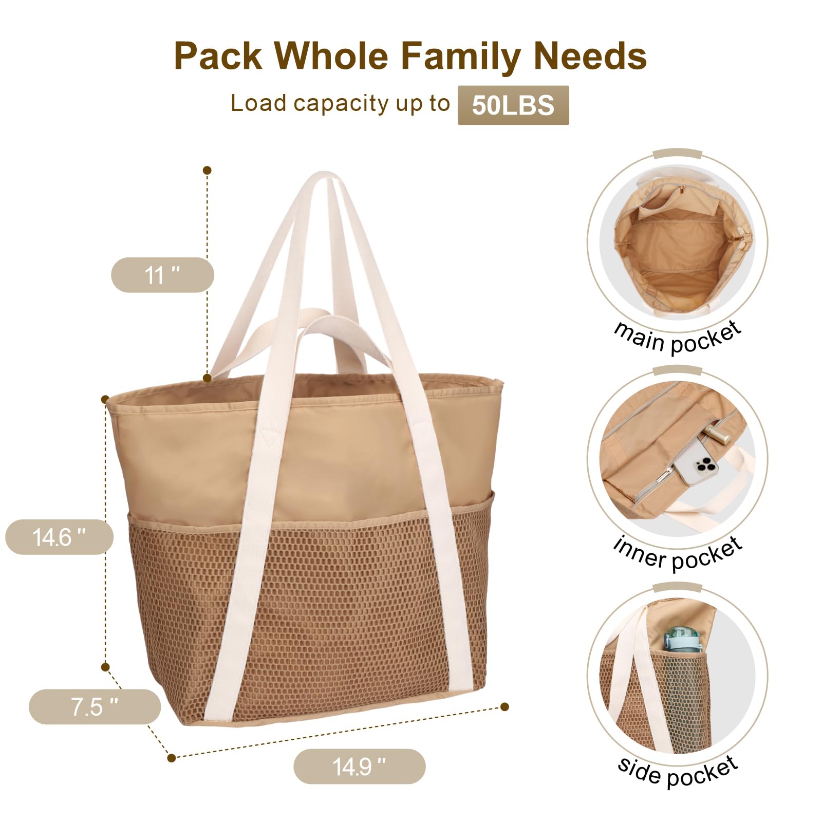 F Colorwaterproof Beach Bags For Women Machine Washable Travel