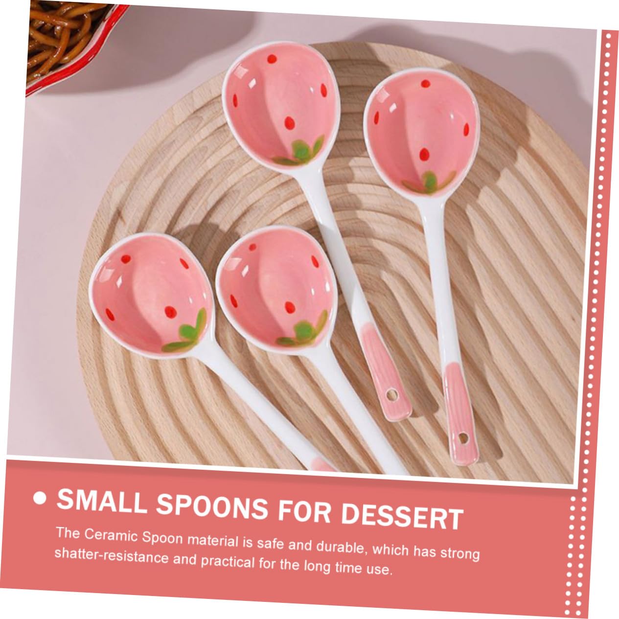 3 StüCk Keramik DessertlöFfel Fruchtmuster LöFfel FüR Eis Joghurt Und Kaffee Ergonomisch Haushalt KüChenbesteck