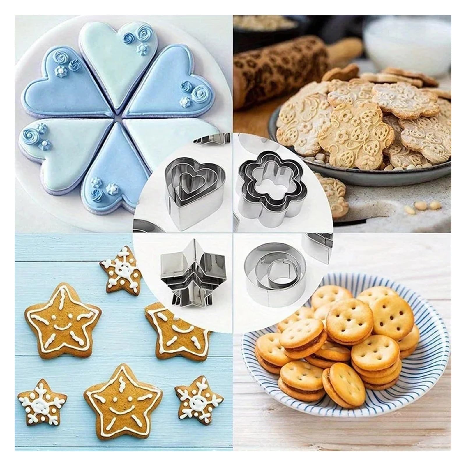 Juego de cortadores de galletas geométricos, artesanías únicas for hornear y arte de frutas, acero inoxidable duradero, moldes reutilizables for una cocina divertida y DIY