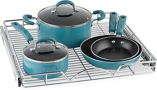 Vista 37 de Organizador de gabinete deslizable, estante de almacenamiento de armario de cocina deslizante extraíble y organizador, marco de alambre resistente