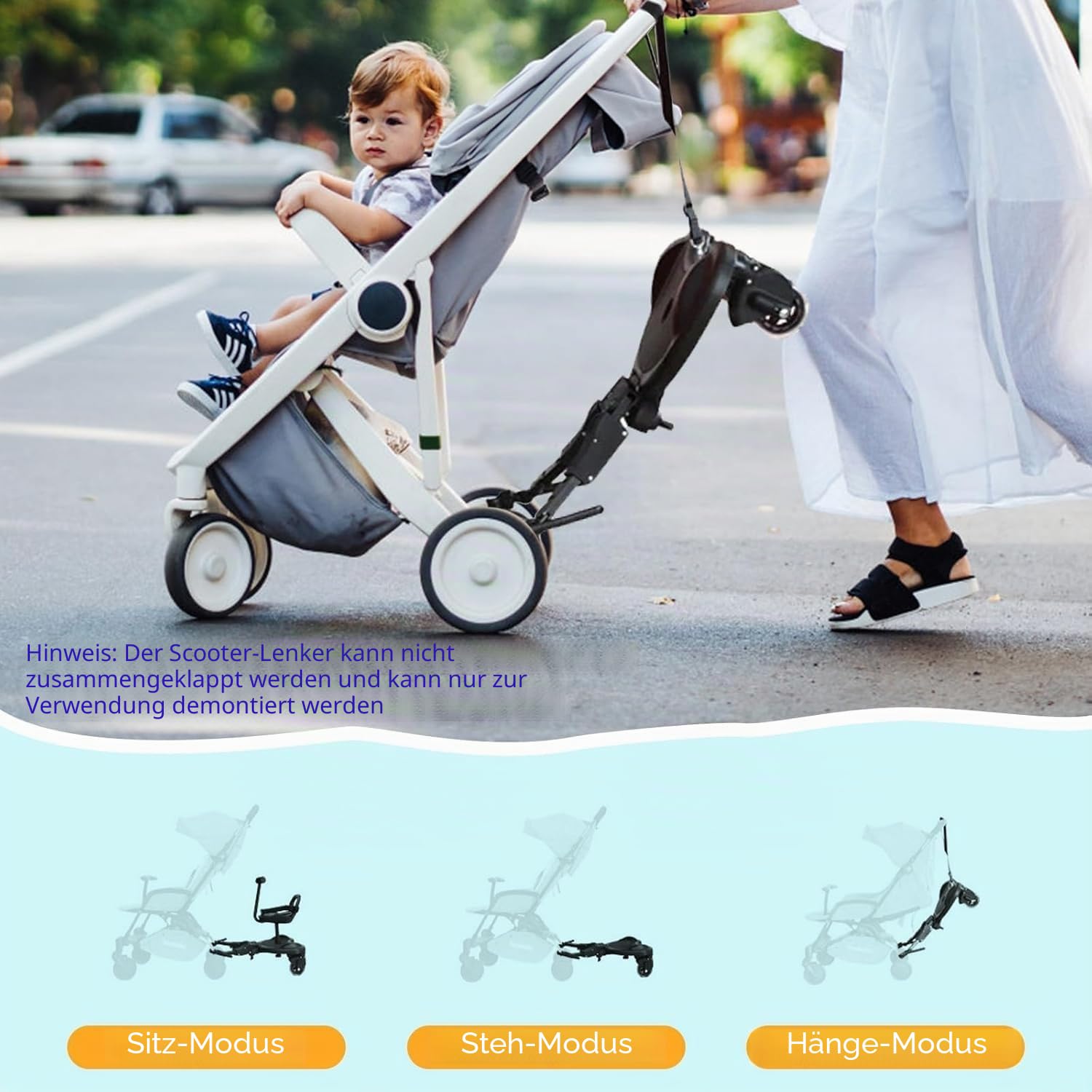 Buggy Board mit Sitz, Kinderwagen Trittbrett, Trittbrett Mitfahrbrett Universal passend für 2-6 Jahre alte Kinder, Buggy Board für alle Kinderwagen, Trittbrett Kinderwagenzubehör, Kinderwagenzubehör | Für Kinder, Stehbrett passt auf jeden Kinderwagen von