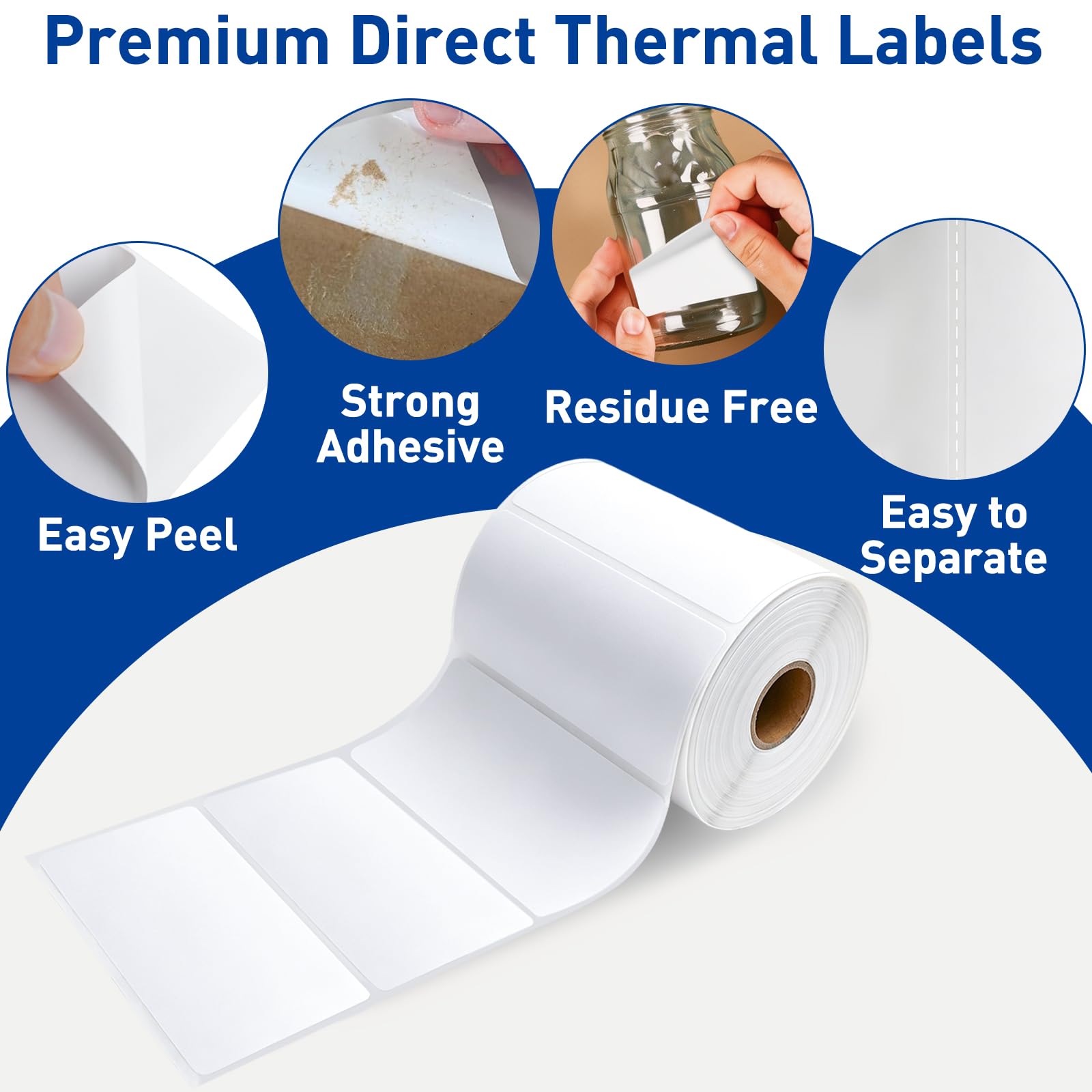 ESSENTIAL Etichette per codici a barre termici diretti da 4 "x 2", etichette per la spedizione, impermeabili e resistenti ai graffi, 750 etichette di rotolo (1 rotolo)