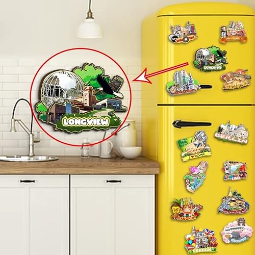 Miniatura 4 de Longview Texas USA - Imán para nevera con imán de madera 3D, monumentos de viaje, coleccionables, decoración hecha a mano, 2