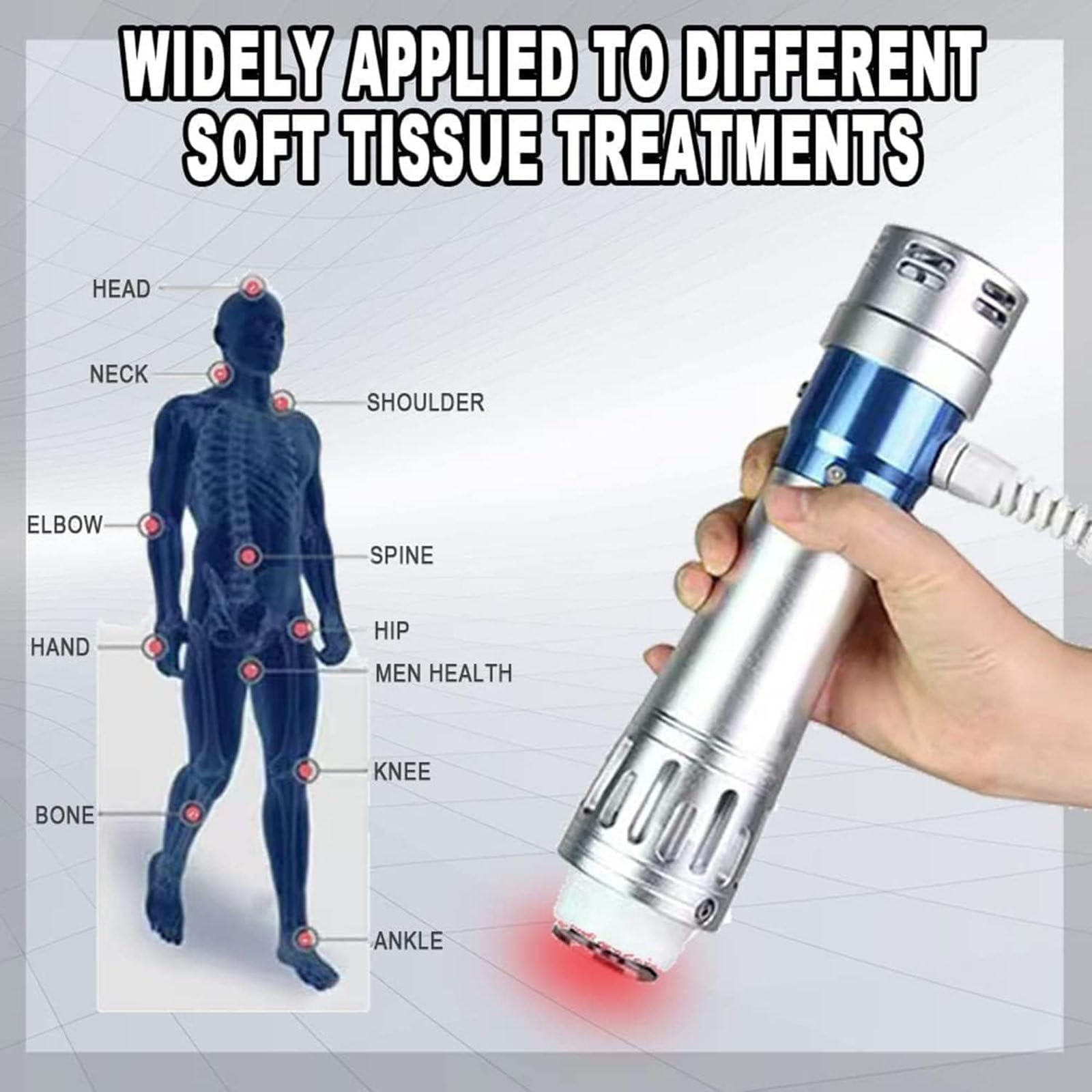 Macchina per Terapia Ad Onde d'Urto con 11 Teste di Massaggio Multifunzione Massaggiatore del Corpo a Onde d'Urto Curare Le Malattie Muscolari/Rafforzare Le Cellule/Alleviare Il Dolore,V100
