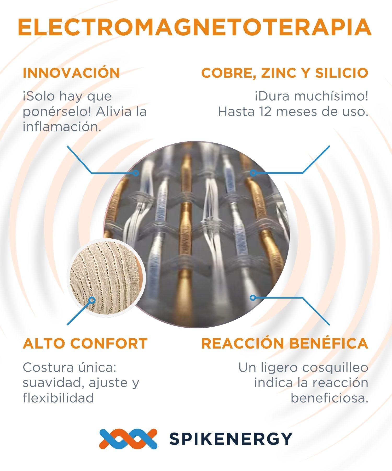 Spikenergy Corrector Postura Espalda Electro Magnetoterapia - Espalda Recta, Cervicales y Cuello, Dispositivo Médico Deducible - Made in Italy, Beige M