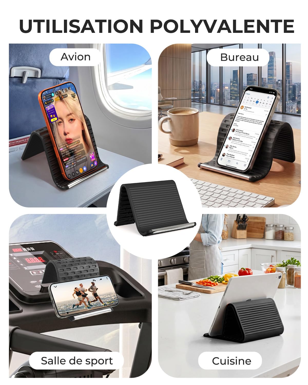 SEANCHEER Support de Téléphone Silicone Souple Pliable Compact Portable Réglable Antidérapant