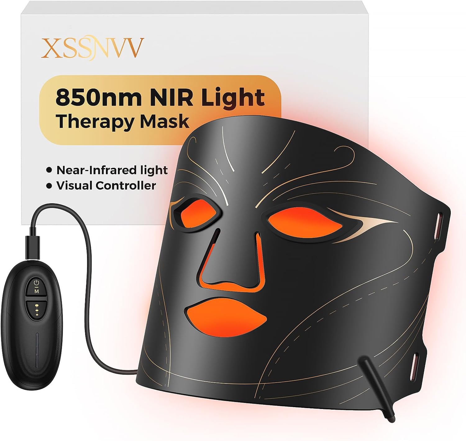 XSSNVV Red Light Therapy Mask for Face, 850nm NIR, Red & Blue LED Light