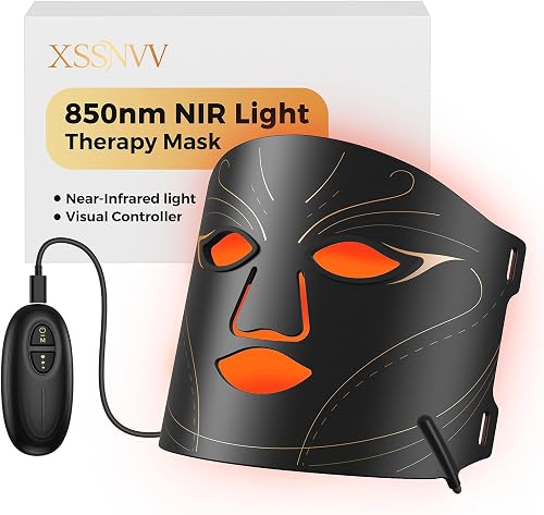 Red Light Therapy Mask for Face, 850nm NIR, Red & Blue LED Light