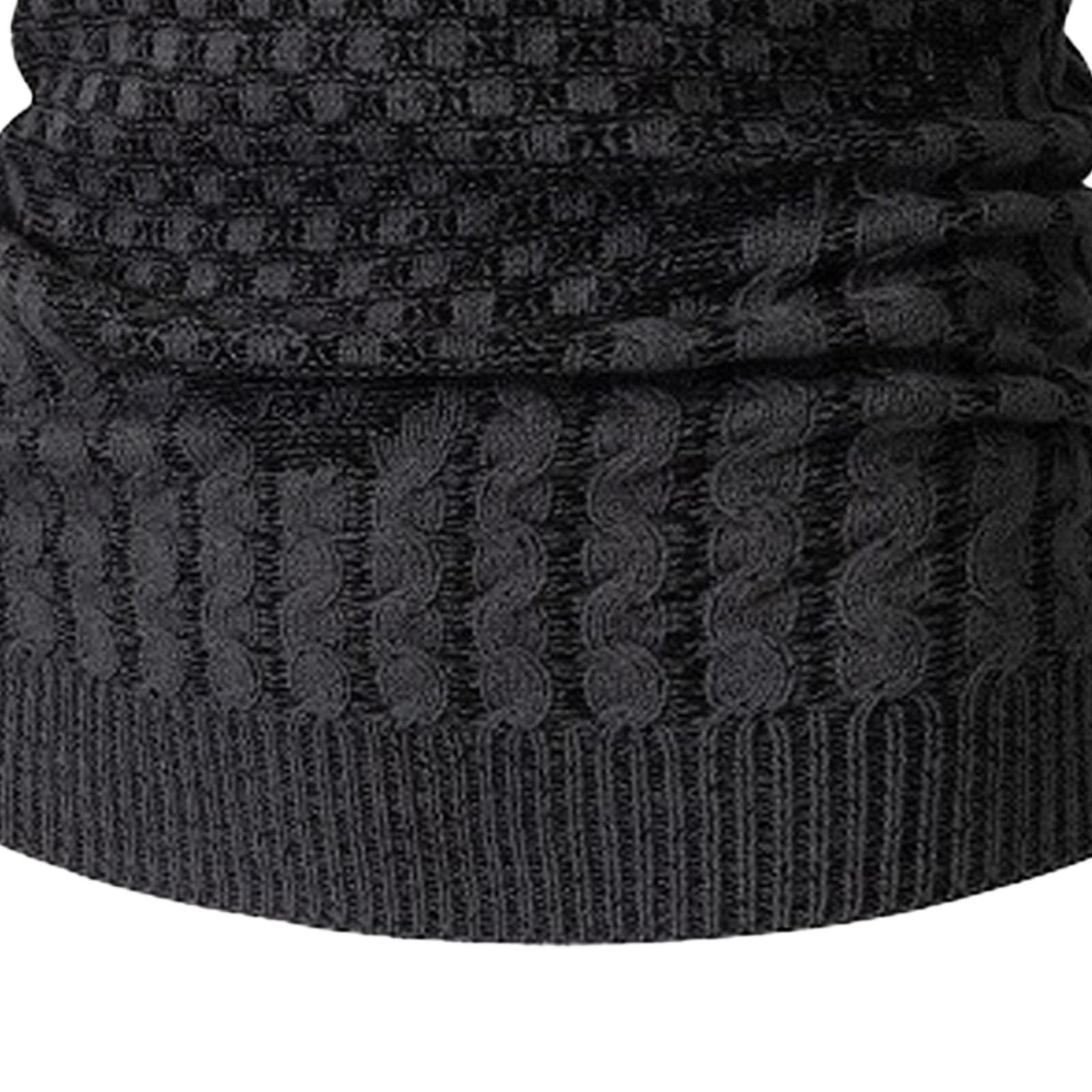 Maglione da uomo a collo alto a maniche lunghe in maglia con collo a scialle | Slim Fit Designer,Felpa di base,Collare con fibbia in pelle sciarpa,Maglione vestibilità regolare per l'inverno