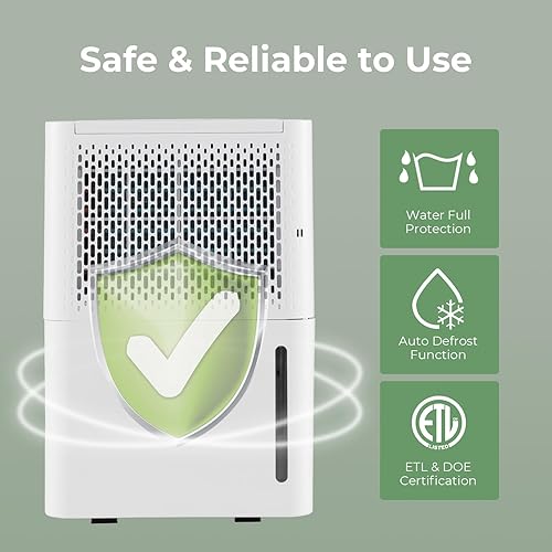 Miniatura 7 de COSTWAY Deshumidificador de 2000 pies cuadrados para sótano, deshumidificador silencioso de 32 pintas y de bajo consumo con modo