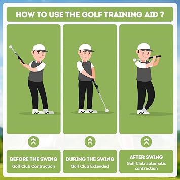 Golf Grip Training Aid Retractable for Beginner Swing Practice | Golf Swing Trainer Retractable Golf Grip Training Aid Velocity Practice Stick for Beginner Tempo Chipping Hitting Training