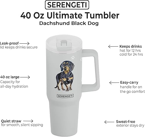 Miniatura 2 de SERENGETI Vaso Ultimate de 40 onzas con asa y popote, vaso aislado al vacío con popote y tapa, taza de viaje de acero inoxidable para los amantes de