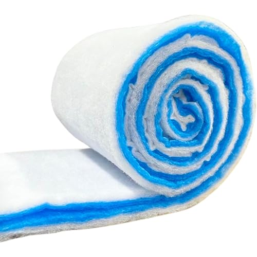 Filter Floss, Polishing Filter Pad for Fish Tank & Aquarium Filters - White/Blue - 1'x20' (20 sq. ft.)