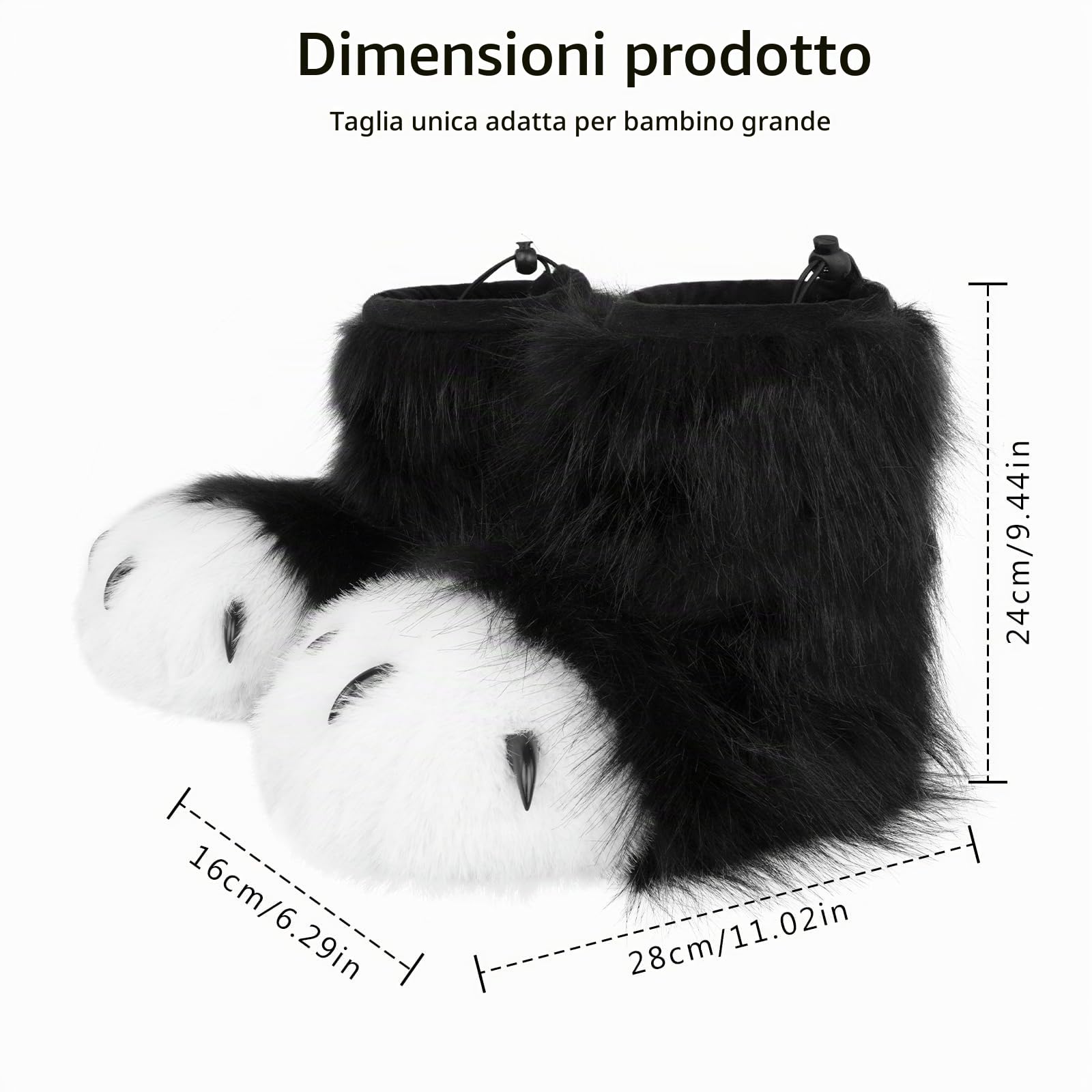 Pantofole pelose con animali, orso, gatto, lupo, cane, volpe, pelo, piedi, zampa, artiglio, scarpe, stivali pelosi, accessori per costume per adulti e bambini