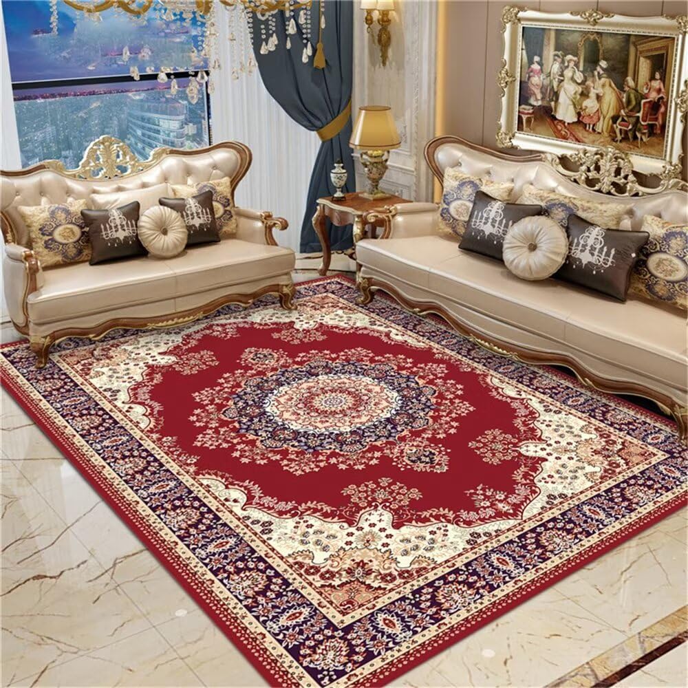Alfombras para niños DJHWWD Rosso con patrón floral retro para habitación de niñas 100x200cm