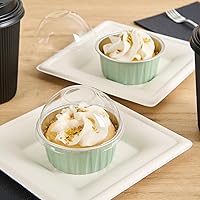 Vista 6 de Restaurantware Solo tapas: tapas de cúpula para moldes desechables de 4 onzas, 100 tapas redondas para vasos desechables Creme Brulee, tapas