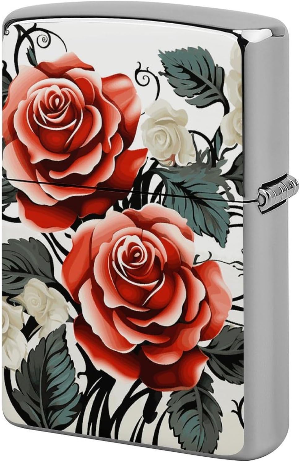 Metal Lighter Case Protective Cover, Floral Rose Ivy with Leaves