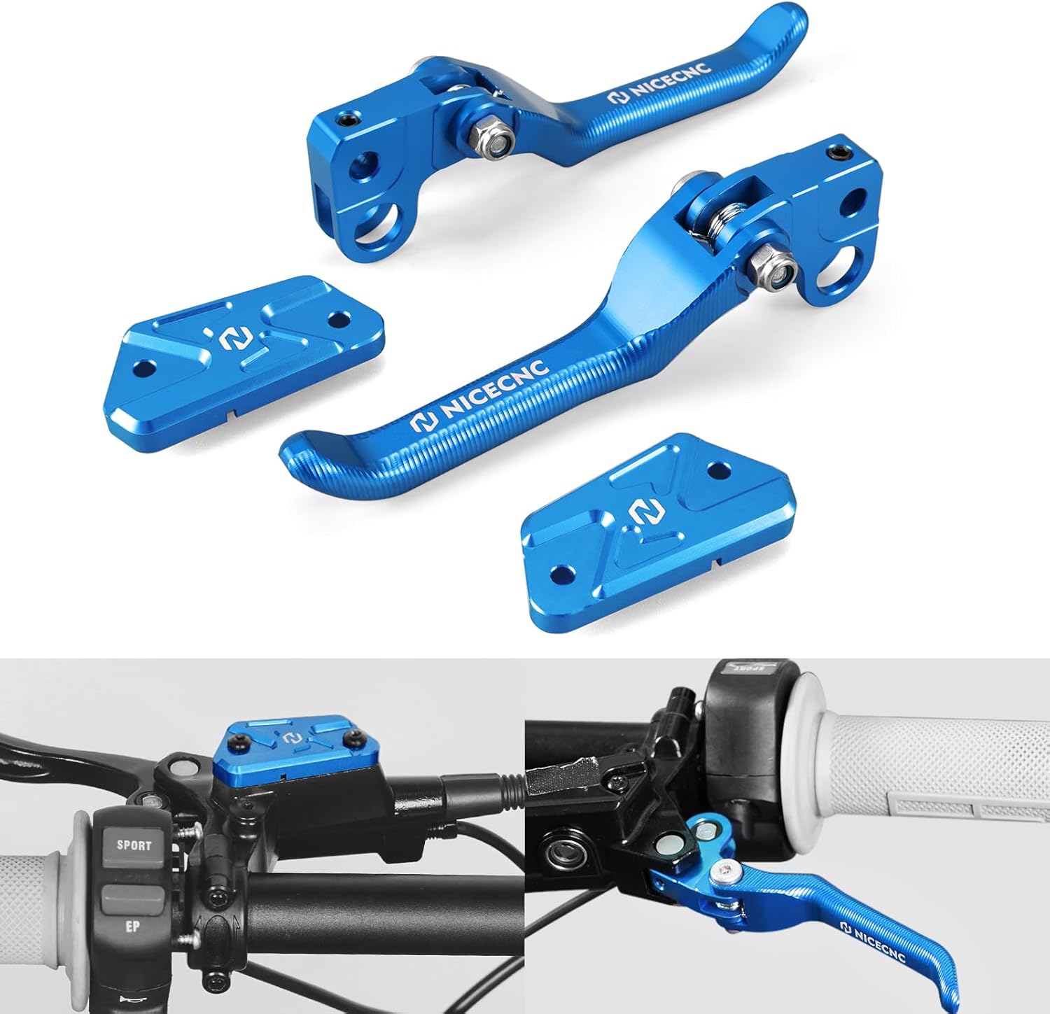 NICECNC Black Front Rear Brake Levers & Brake Reservoir Covers Compatible with Surron Light bee X/S/ L1E Motorcycle Aluminum CNC Brake Lever Compatible with Segway X160 X260 See Fitment