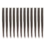 SWACC 12 Pcs Straight One Color Party Highlights Clip on in Hair Extensions Colored Hair Streak Synthetic Hairpieces (Dark Brown-4)