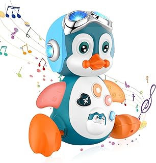 AOVIKOOD Baby Musical Toys, Baby Crawling Toys with Music and LED Lights, Singing, Dancing, Learning Crawling Toys for Boys or Girls Aged 6-18 Months