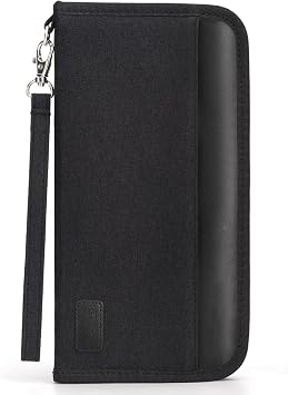 Boonbery Passport Holder Family, RFID Blocking Travel Passport Wallet for 4-6 Women Men, Waterproof Travel Document Organizer Credit Cards Case, Portable Passport Bag with Zipper Pocket Black