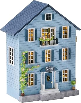 CUTEROOM DIY Miniature House Kit Wooden Craft Gift for Adult-Molan House | DIY Miniature House Kit with Wooden Design, Mini Furniture & LED Lights, Creative Gift for Men Women & Craft Lovers