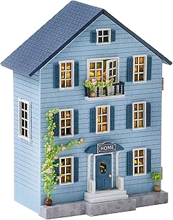 CUTEROOM Dollhouse Miniature with Furniture, DIY Wooden Dollhouse Kit Plus LED Lights, Creative Room for Valentine's Day Gift Idea (D031)