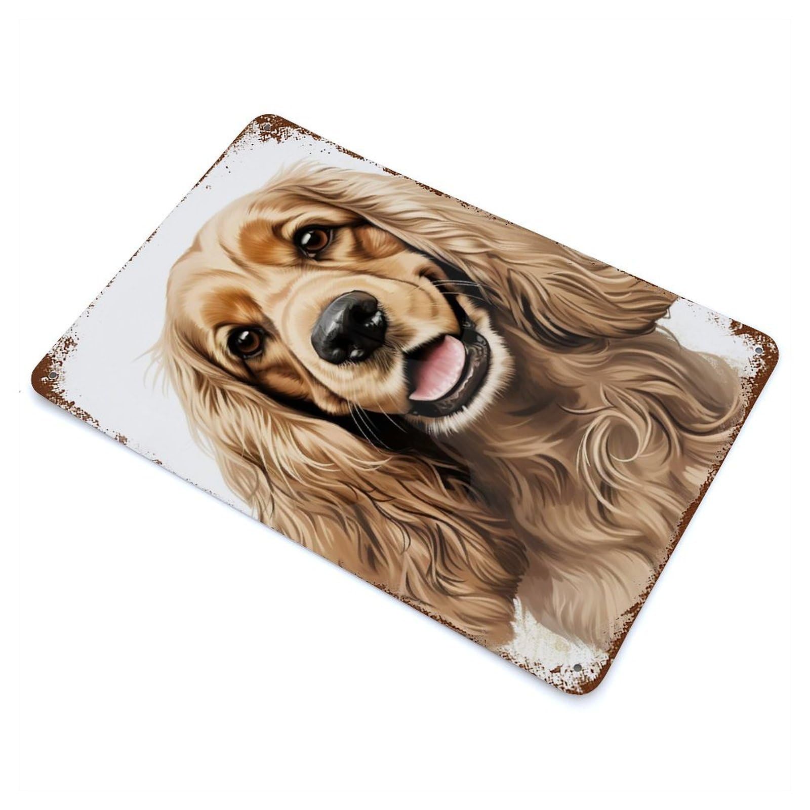 Garage Style Golden Cocker Spaniel Portrait Decorative Tin Sign 11.8"x7.9", Industrial Home Decor for Bar And Workshop