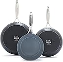 GreenPan Valencia Pro Ceramic Nonstick 8" 9.5" & 11" Fry Pan Skillet Set, Hard Anodized PFAS-Free, Induction Ready, Compatible on All Cooktops, Dishwasher Safe, Oven Safe to 600F, Gray