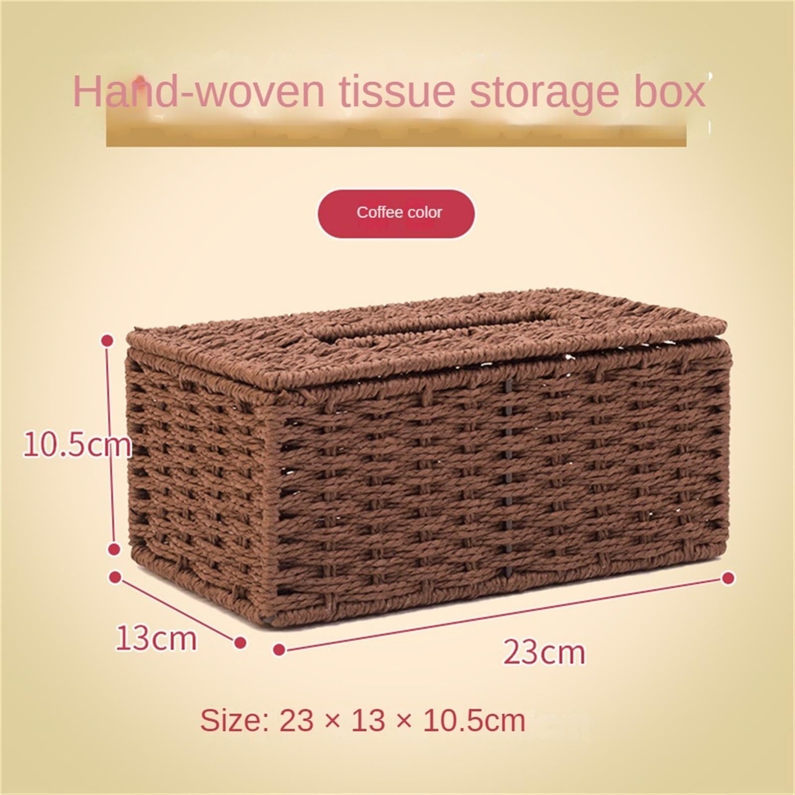 Kosmetiktücher Box Tissue Box Vintage Serviette Halter Fall Desktop Tissue Lagerung Box Container Abdeckung Hause Wohnzimmer Tisch Dekoration für Esszimmer Badezimmer Schlafzimmer(Brown 23x13x10.5cm)