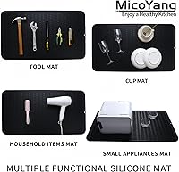 Vista 3 de MicoYang Alfombrilla de silicona para secado de platos para múltiples usos, fácil de limpiar, ecológica, resistente al calor, alfombrilla