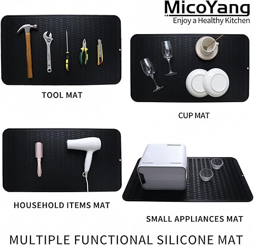 Miniatura 359 de Tapete de silicona para secado de platos para múltiples usos, fácil de limpiar, ecológico, resistente al calor, tapete de silicona para encimera