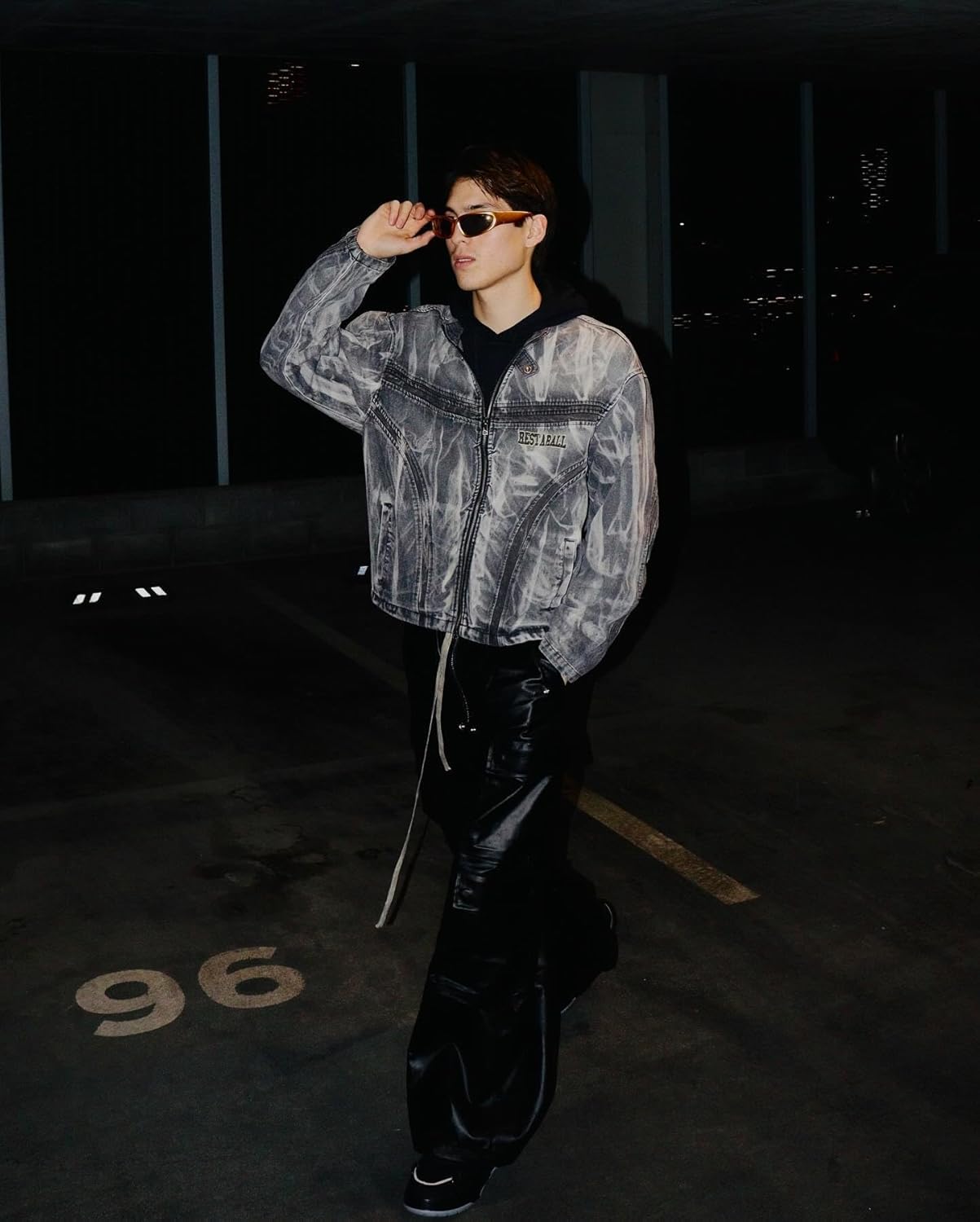 Black Matte Faux Leather Grunge Streetwear Cargo Pants Baggy Wide Leg Street Hip Hop Trousers - Image 2