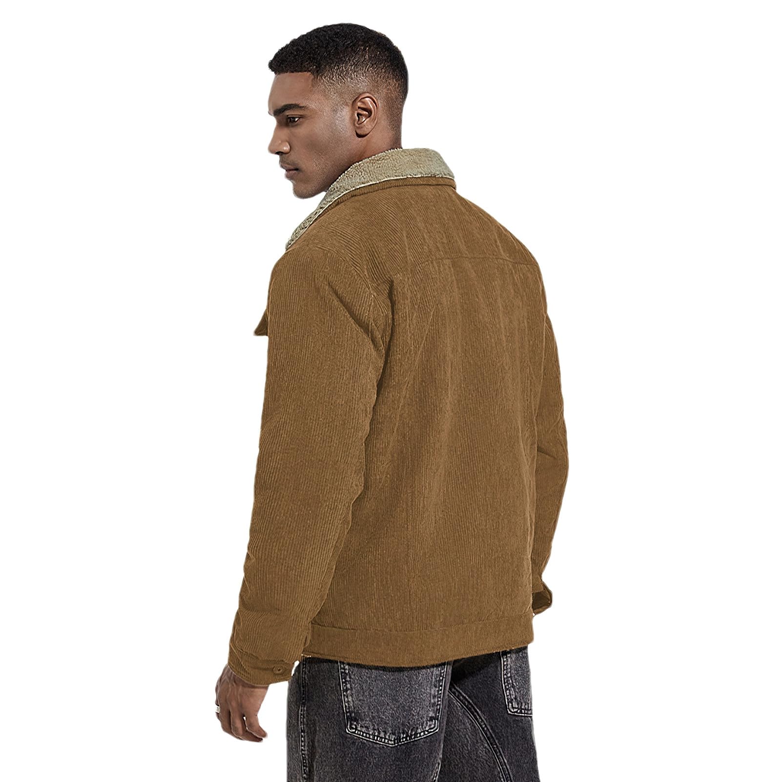 ANUFER Hombre Invierno Pana Chaqueta Forrado de Sherpa Termal Abrigo de Camionero