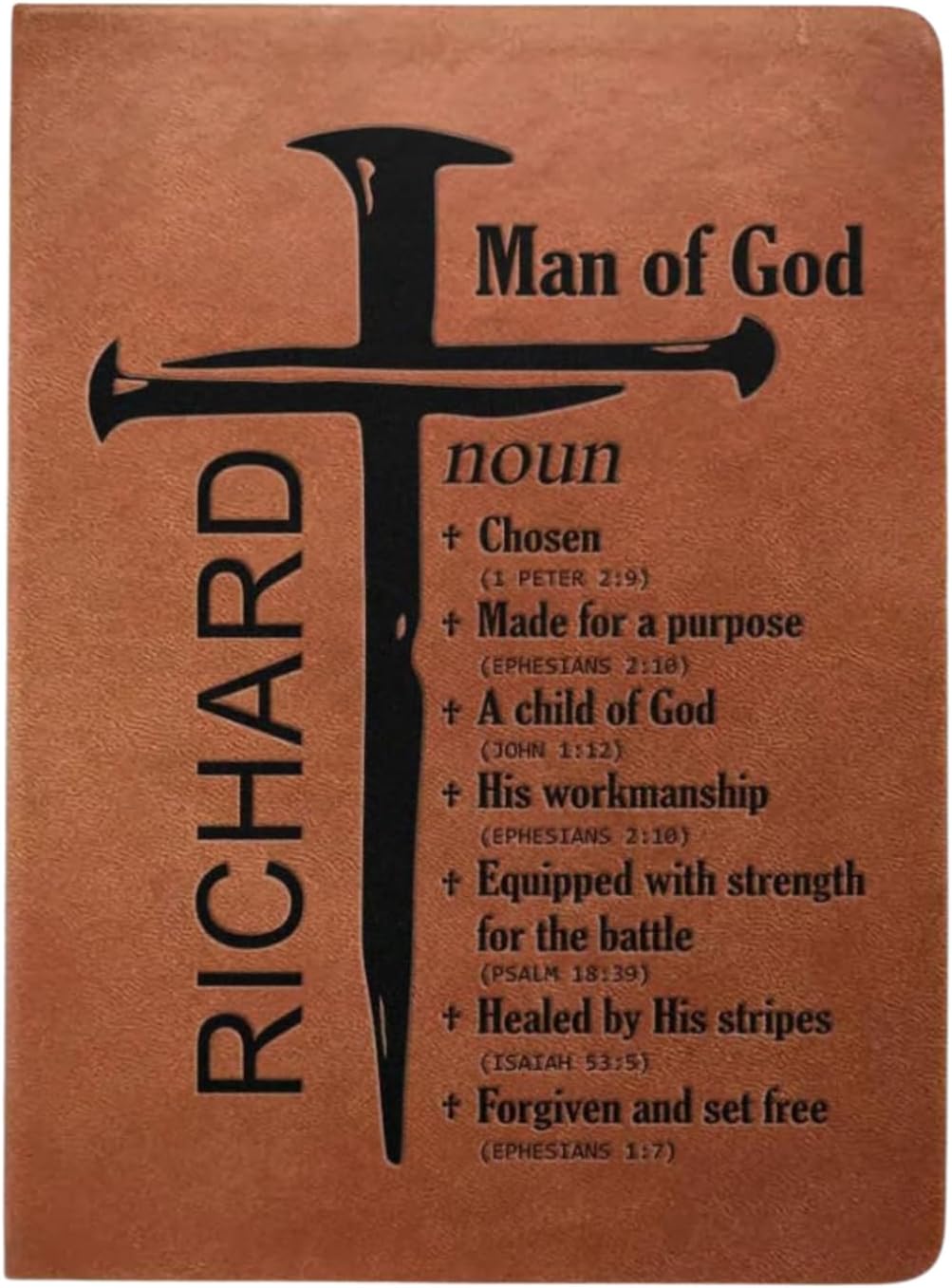 Man Of God Personalized Leather Cover Notebook, Personalized Christian Journal for Him, Prayer Christian Leather Journal, Bible Scripture Study Journal, Religious Journal Gift for Men Women