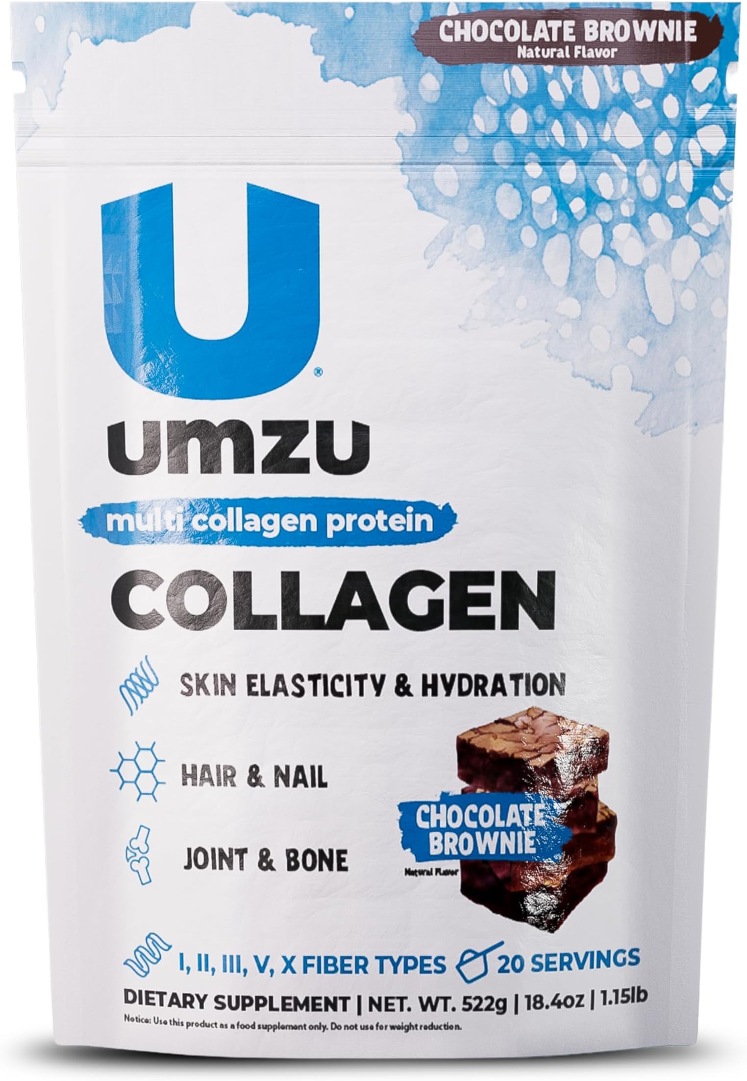 - UMZU zuCollagen Multi Collagen Protein Powder, Chocolate – 5 Collagen Types I II III V X – High Protein Low Calorie Supplement for Hair Growth Skin Elasticity Joint Health and Daily Recovery Support