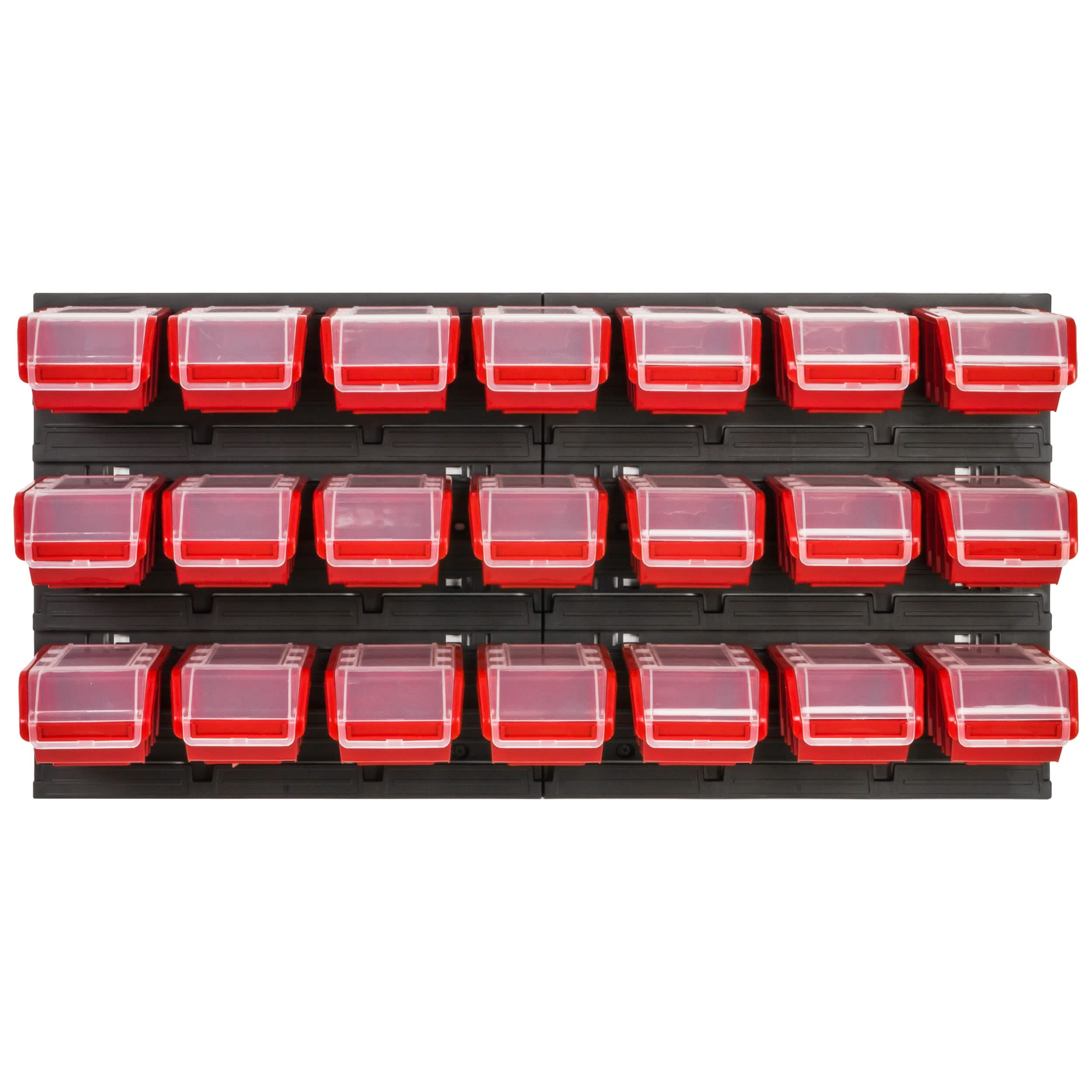 Système de stockage Étagère d'atelier | 78 x 78 cm | 36 pièces | Étagère murale avec boîtes empilables – Plaques murales extra solides Étagère de rangement pour garage