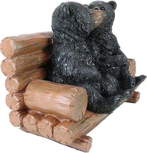 Miniatura 7 de Ebros Gift Fantástico bosque negro oso hermanos besando por troncos de árbol, figura de banco de 6 pulgadas de alto, figura decorativa familiar de