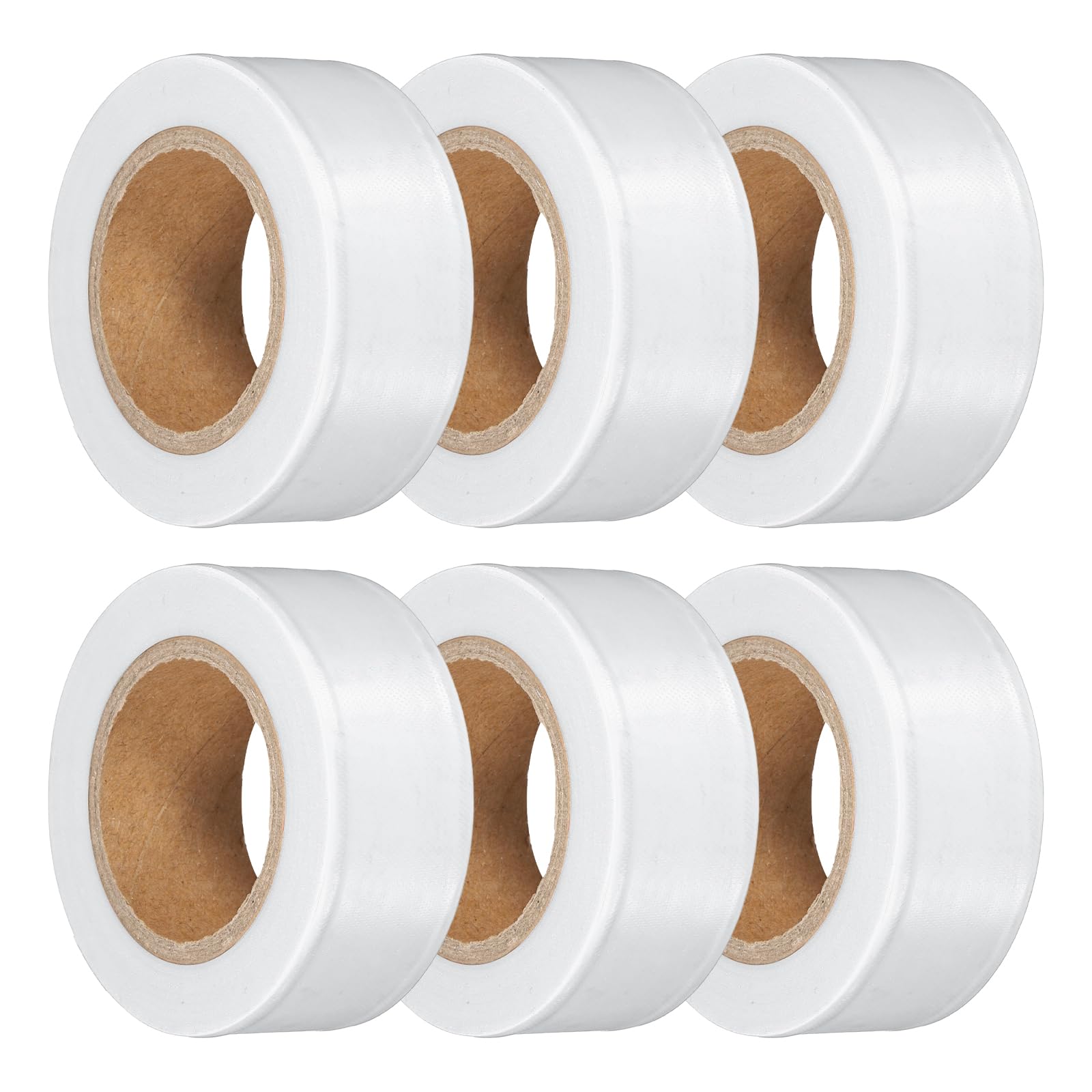 PATIKIL 6Pack Flourescent White Flagging Tape, 1" x 100 ft Non-Adhesive PVC Neon Ribbon Marking Roll Survey Tape for Tree Marking, Trail Marking