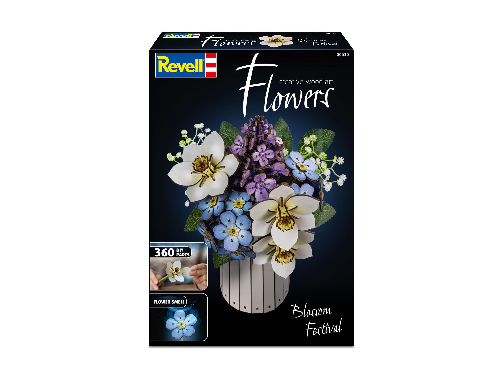 Revell Blossom Festival Blumenstrauß aus Holz als Deko, Ewige Blumen mit Vase und Duftring, DIY Blumen-Bausatz, Nachhaltige Wohn-Deko und Geschenkidee