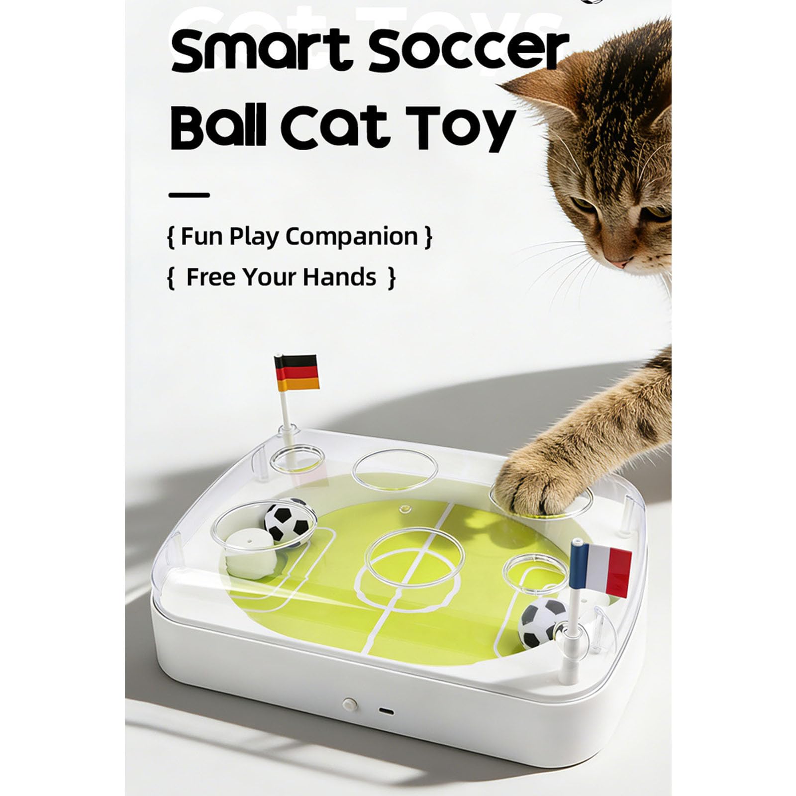 Juguete de rompecabezas de fútbol para gatos recargable por USB con modo de movimiento y función de persecución automática para aburrimiento, entretenimiento de mascotas, juguete de