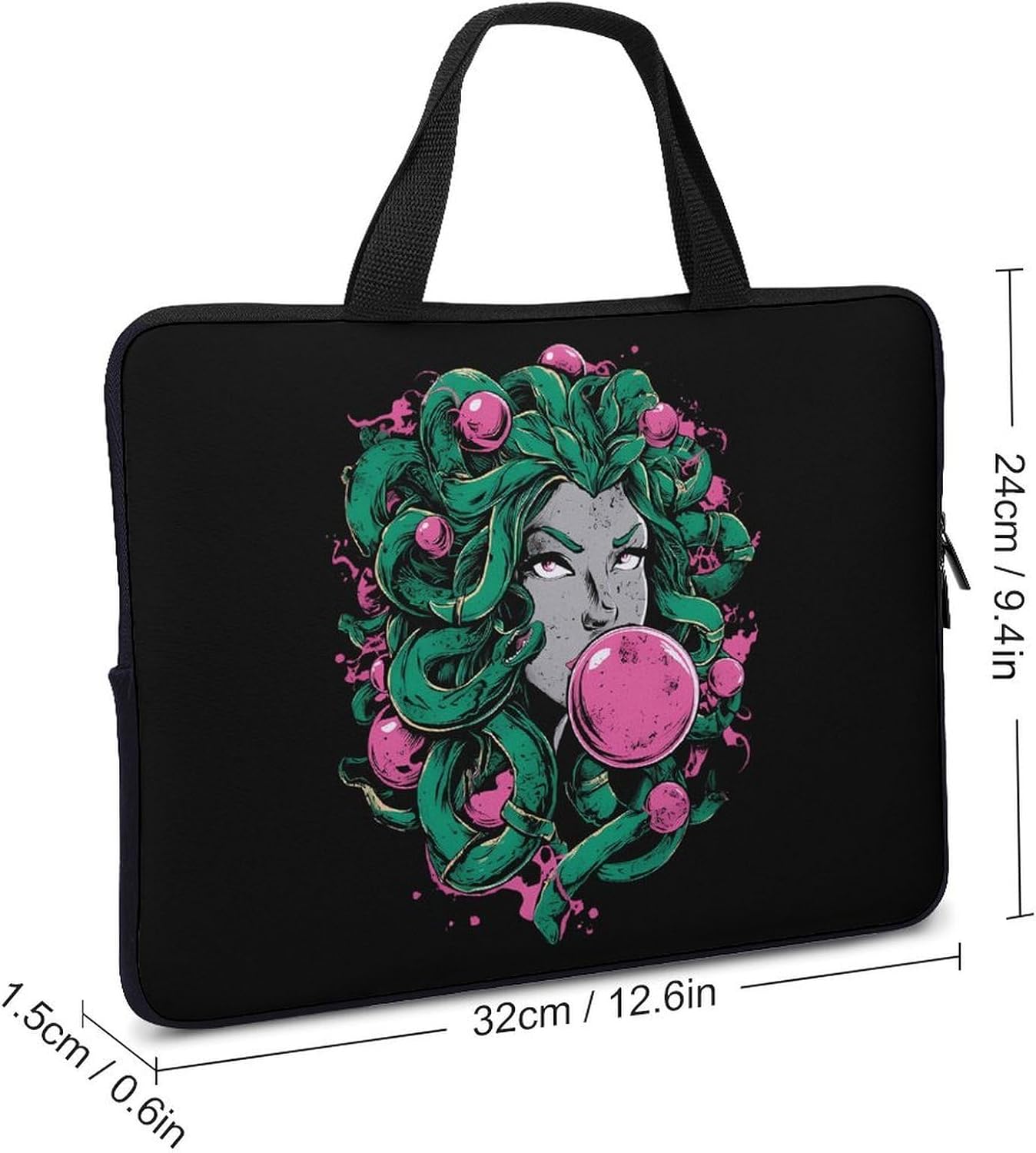 Medusa with Bubble Funny Laptop Sleeve Briefcase Bag 12inch image 2