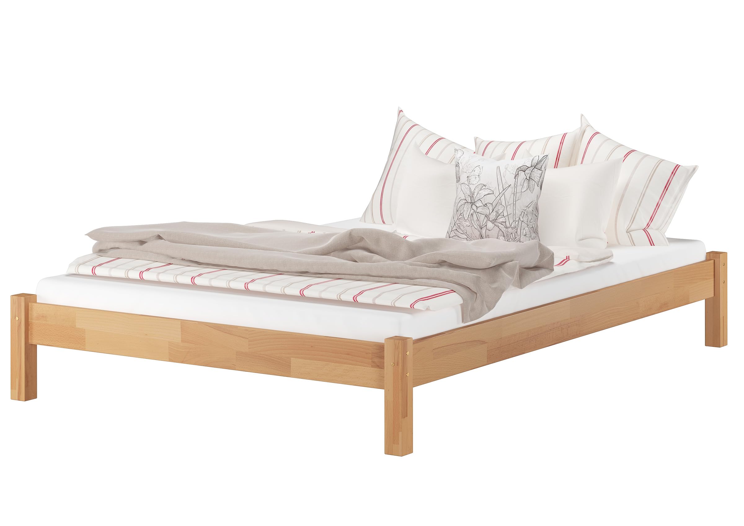 Erst-Holz®Niedriges Doppelbett Massivholzbett Buche 160 x 200 cmohne Zubehör