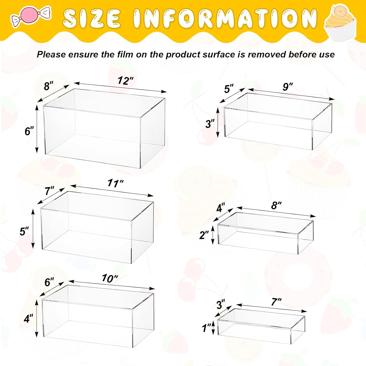 leinuosen 6 pcs acrylic buffet risers stands for food display cubes box, 7 to 12 inch rectangle catering table dessert decor for wedding brunch setup party jewelry collectibles, hollow bottom (clear) clear 7 to 12 inch rectangle